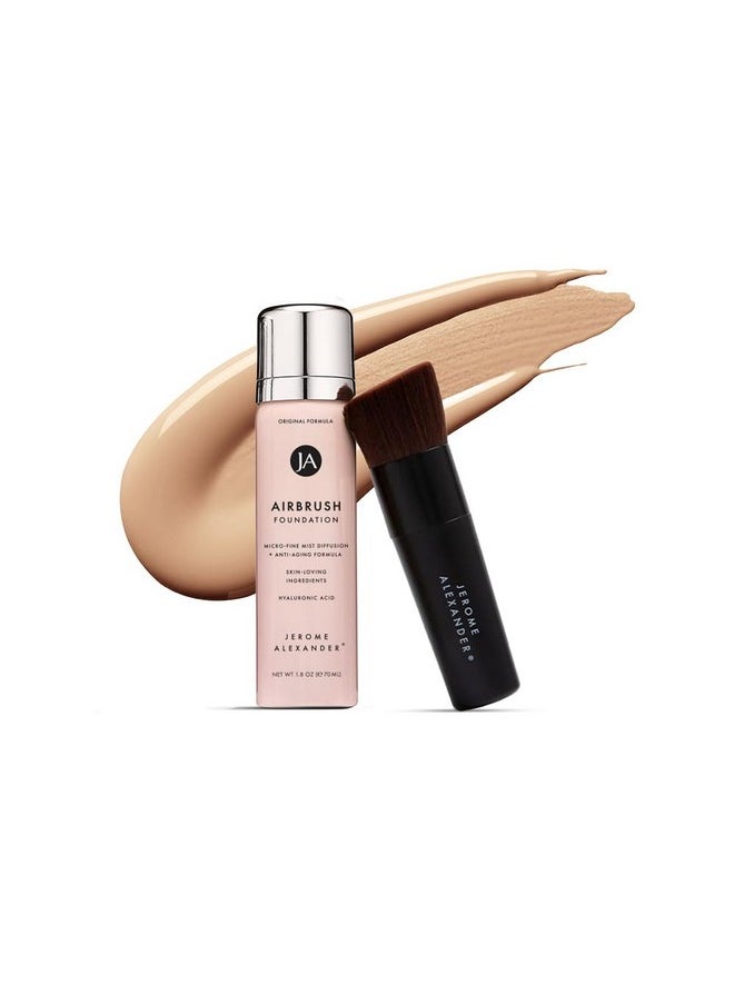 Jerome Alexander MagicMinerals AirBrush Foundation by Jerome Alexander - 2pc Set with Airbrush Foundation and Kabuki Brush - Spray Makeup with Anti-aging Ingredients for Smooth Radiant Skin - Bright Light  - Image 1
