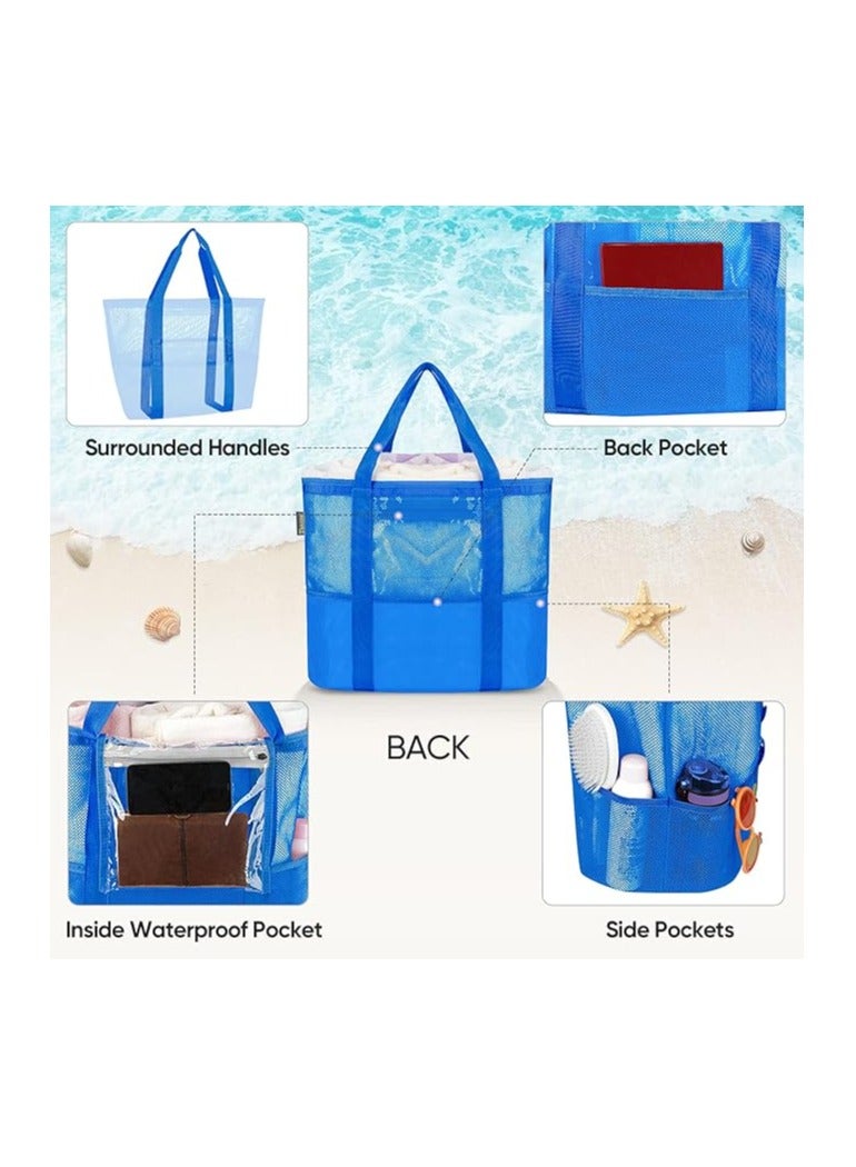 Swift Large Mesh Beach Bag Beach Tote Bag Summer Holiday Bag Mesh Swimming Bag Pool Bag Weekend Bag Shopping Tote Bag - Image 2
