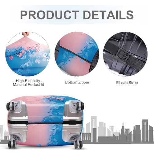 ANNA QUEEN Elegant Cherry Blossom Luggage Cover, Beautiful Floral Art Design, Stretchable, Washable Travel Sleeve for 20-34 Inch Luggage - Image 4