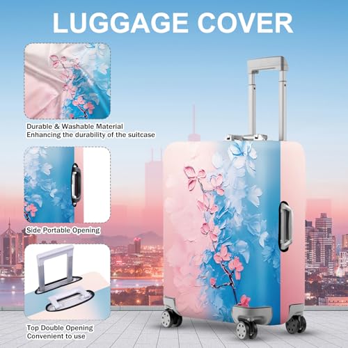 ANNA QUEEN Elegant Cherry Blossom Luggage Cover, Beautiful Floral Art Design, Stretchable, Washable Travel Sleeve for 20-34 Inch Luggage - Image 3