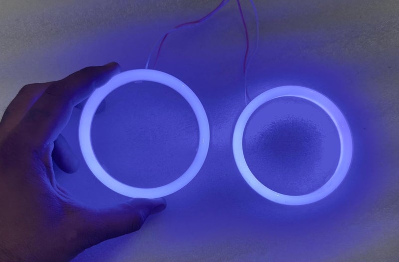 AUTO MT -95MM UNIVERSAL COTTON COB RING CAR BIKE DRL Daytime Running Light Angle Eyes Led Ring Bike COB LED Angel Eyes Halo Ring DRL Halo Ring COB Chips (-2PC BLUE 95MM COB RING CAR) - Image 1