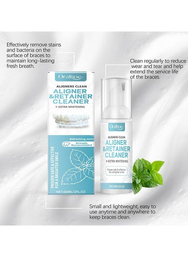 ORALHOE Aligners Clean Aligner & Retainer Cleaner, Teeth Aligner Foam, Clear Retainer Cleaner, Retainer Cleaning Spray, Retainer Cleaner Aligner Cleaner, Retainer Mouth Guards Cleaner, Retainer Whitening Foam, Aligner Cleaner 60ML - Image 4