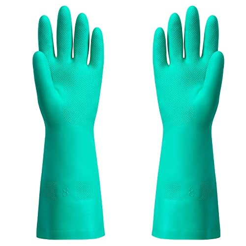ThxToms Chemical Resistant Nitrile Gloves, Resist Household Acid, Alkali, Solvent and Oil, Latex Rubber Free, 1 Pair Medium - Image 1
