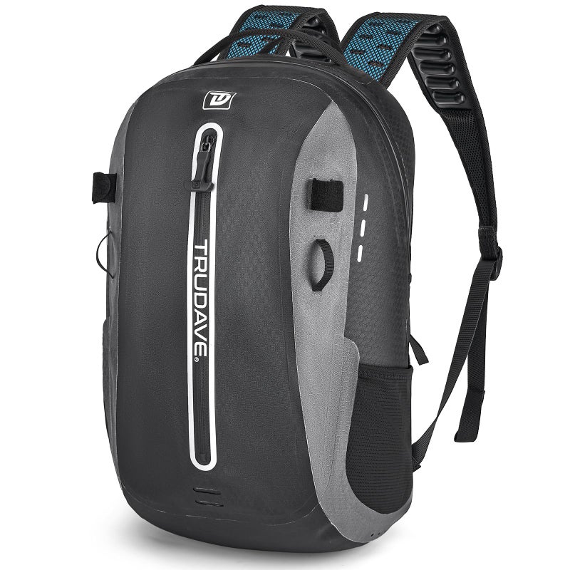 Trudave Waterproof Backpack, Waterproof Submersible Backpack, Floating TPU Coated Dry Bag with Airtight Zipper for Kayak, Fishing, Boating, Hiking, Black (20L) - Image 1