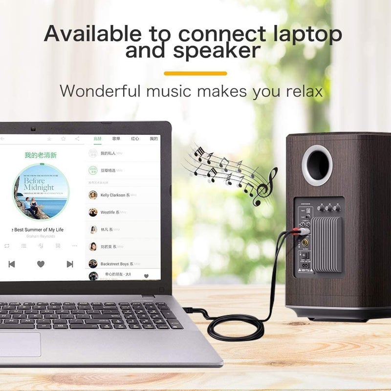 FEDUS كابل صوت ستيريو 3.5 مم جاك ذكر إلى 2 RCA ذكر (1.5 م، أسود) - Image 3