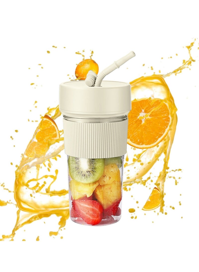MIXDE USB Rechargeable Mini Handheld Portable Fruit Juicer, Fruit Juice Blender Mixer with 6 Blades and Straw for Home, Kitchen Guanglu  - Image 1