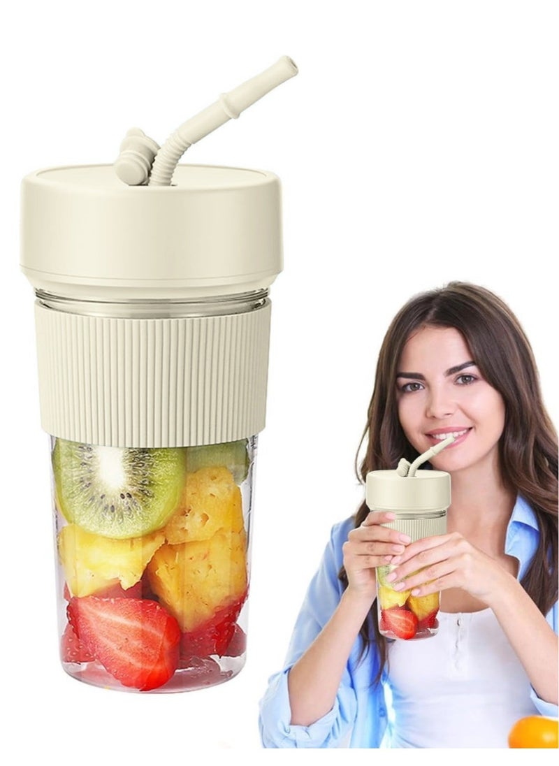 MIXDE USB Rechargeable Mini Handheld Portable Fruit Juicer, Fruit Juice Blender Mixer with 6 Blades and Straw for Home, Kitchen Guanglu  - Image 2