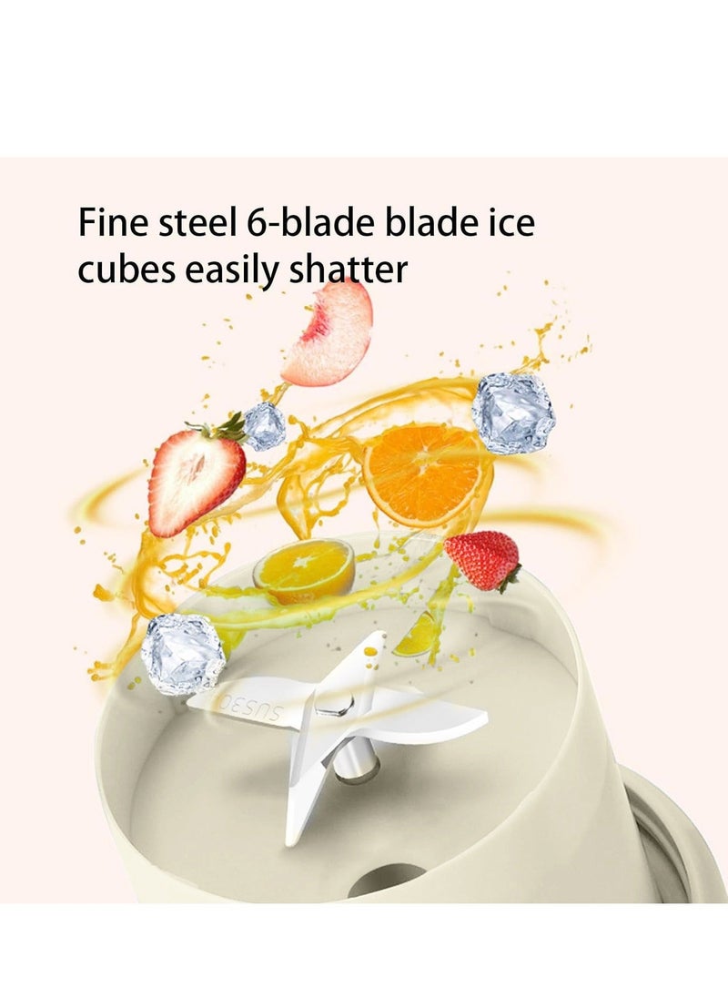 MIXDE USB Rechargeable Mini Handheld Portable Fruit Juicer, Fruit Juice Blender Mixer with 6 Blades and Straw for Home, Kitchen Guanglu  - Image 3