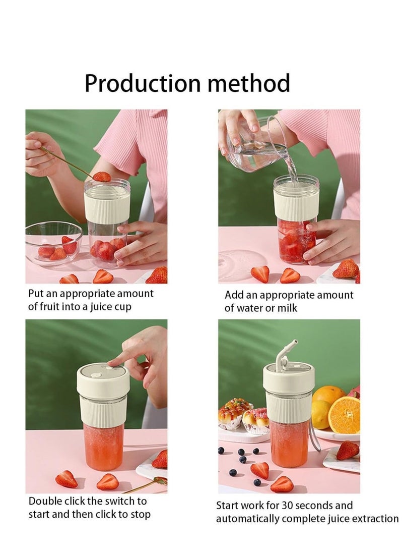 MIXDE USB Rechargeable Mini Handheld Portable Fruit Juicer, Fruit Juice Blender Mixer with 6 Blades and Straw for Home, Kitchen Guanglu  - Image 4