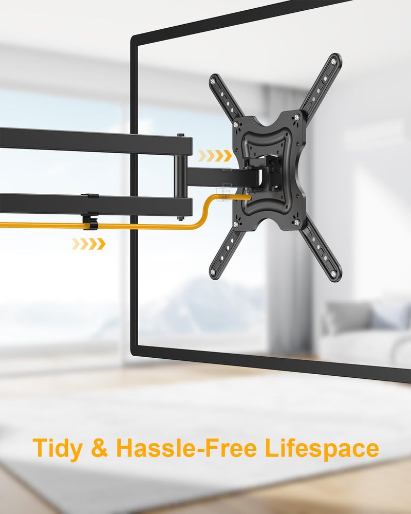 XVCAS Full Motion TV Wall Mount,vesa Monitor Mount Tv Brackets for 19-55 Inch LED LCD Flat Curved Screen TVs/Monitors,Universal Mount with Swivel and Tilt,Max VESA 400X400 mm, 66 lbs - Image 4