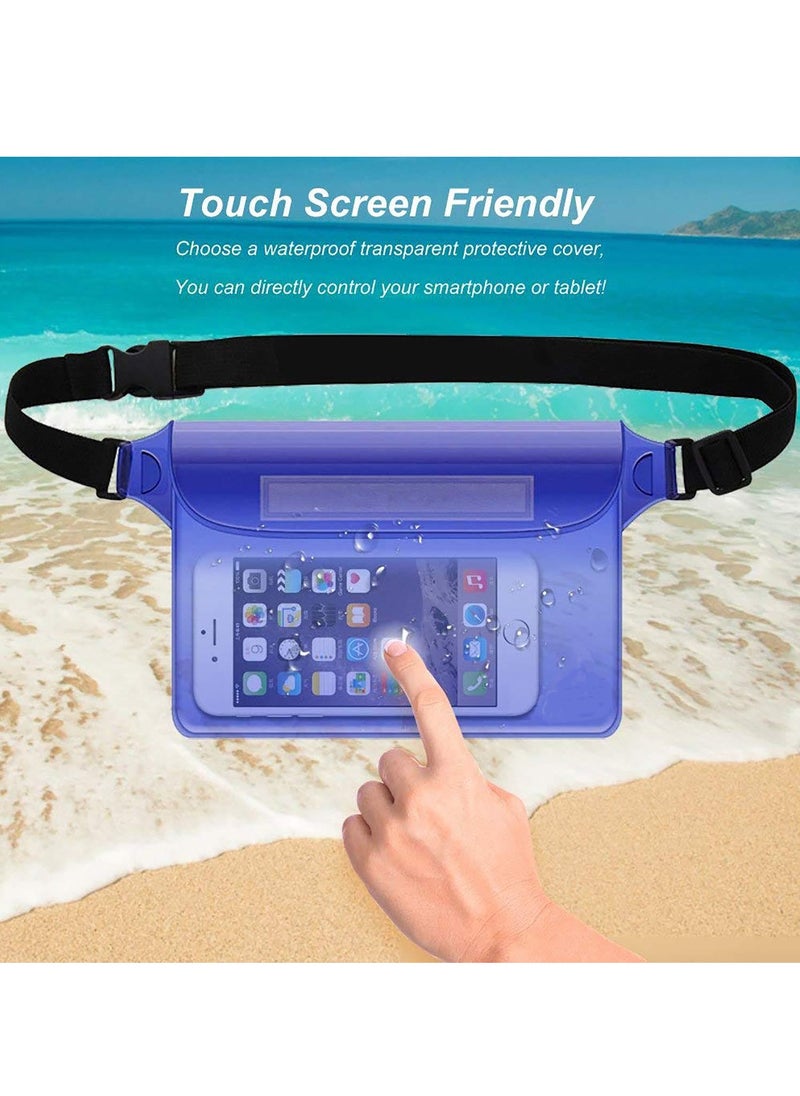 SYOSI 2 Pack Waterproof Pouch With Waist Strap, Waterproof Cell Phone Bag, Waterproof Dry Bag For Beach Bulk Swimming Kayaking Floating Water Park, Blue And Clear  - Image 5