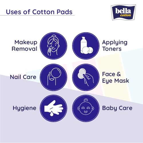 Bella Cotton Pads - 80pcs | Buy 2 Get 1 Free | Makeup Removal | Skin friednly | Soft & Gentle| Multi Use Cleansing Pads | Daily use - Image 3