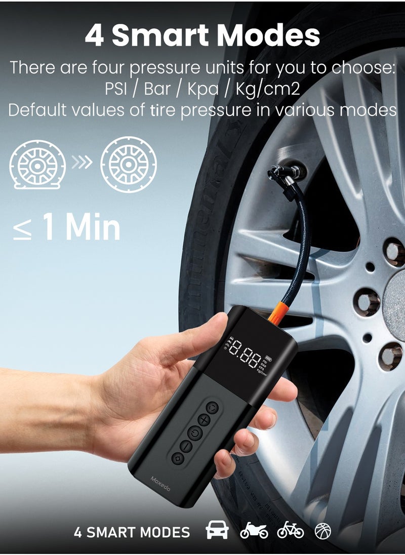 Moxedo Moxedo Air Dynamo Portable Multi-Function Air Pump High Pressure Electric Compressor Auto Shut Off 150 PSI 4 Air Nozzles with Built-in LED Flash Light  - Image 2