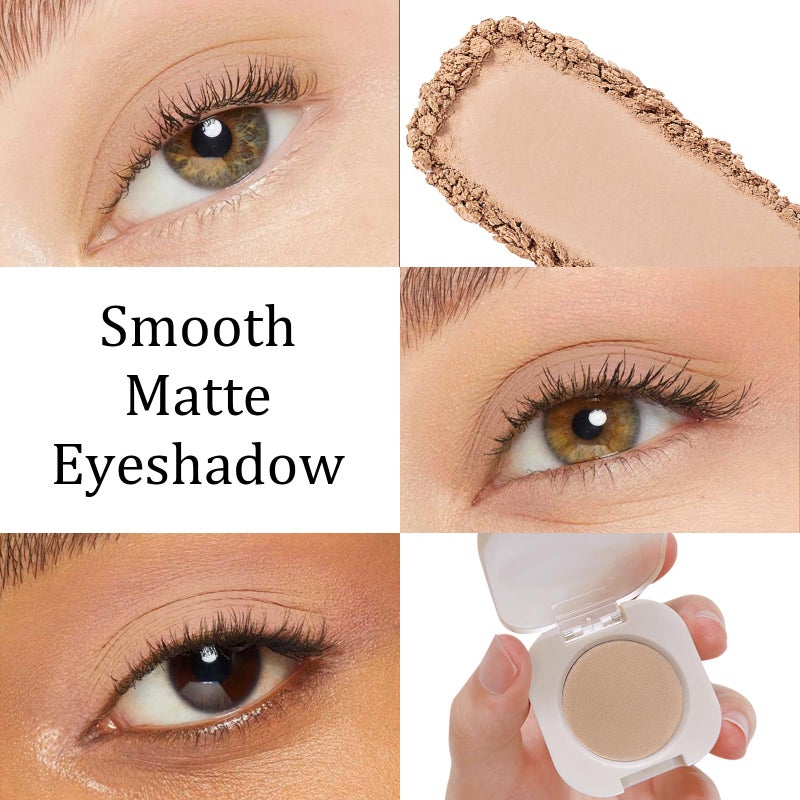 Jutqut Single Nude Beige Brown Matte Eyeshadow Palette, Ultra-fine Smooth Powder, High Pigment, Long Lasting, Intense Color, Lightweight Blendable Formula, Daily Korean Eyes Makeup, Milk Tea - Image 3