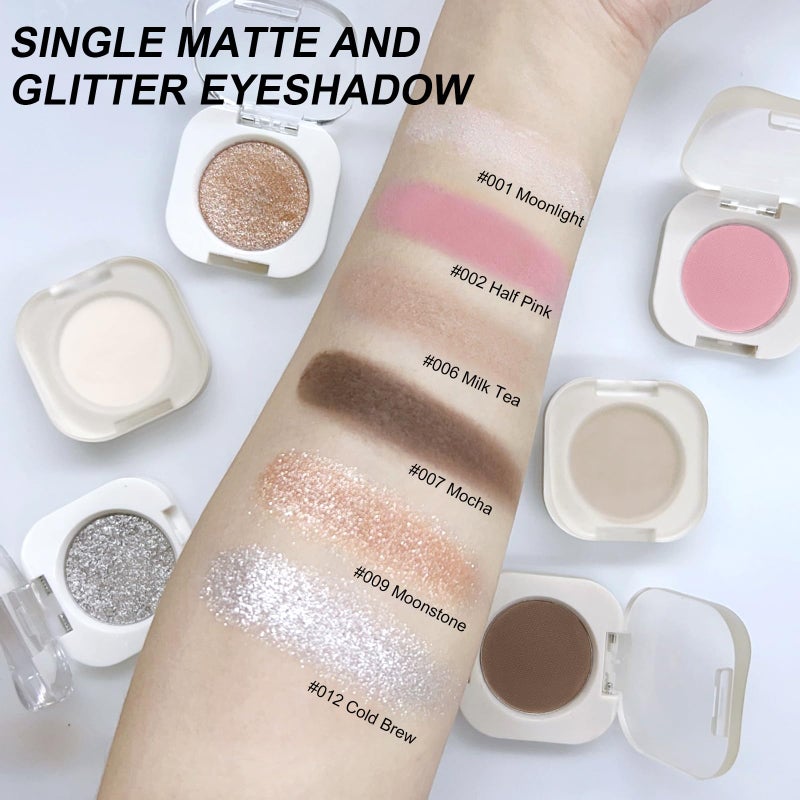Jutqut Single Nude Beige Brown Matte Eyeshadow Palette, Ultra-fine Smooth Powder, High Pigment, Long Lasting, Intense Color, Lightweight Blendable Formula, Daily Korean Eyes Makeup, Milk Tea - Image 4