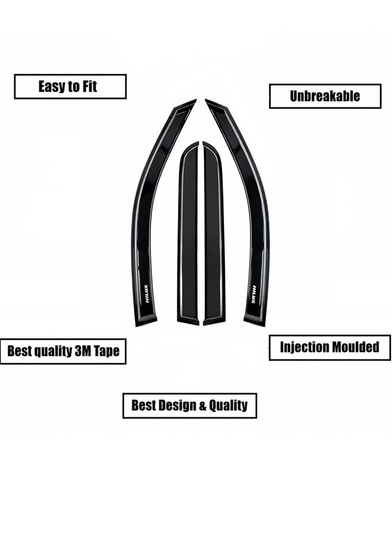 Spider Window Visor for Toyota Hilux 2012-2015 Rain Guard Door Visor Sun Deflector Wind Deflector Smoke Black Injection Moulded Acrylic Side Window Vent Shade with 3M Tape Car Exterior Accessories 4 Piece Weather Shield Set Dust Protection Kits - Image 5