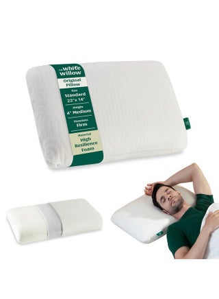 The White Willow Pillow for Neck Pain Relief-HR Hard Memory Foam Pillow-Orthopedic Bed Pillow for Sleeping-Cervical Pillow for Neck & Shoulder Pain-Firm Pillow for Back Pain-Standard Size-4" H - pzsku/Z9D730465E6C6A8AE064BZ/45/_/1737806107/03d21f06-3337-44ea-a7bc-ac75337c6311