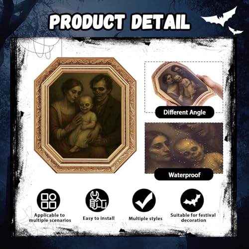 Lansian Halloween Decorations Indoor Scary Wall Decor, 10Piece Poster Creepy Frames Portraits Pictures, Gothic Decor Horror Castle Haunted House Mansion Decor Decoration Party Supplies - Image 2