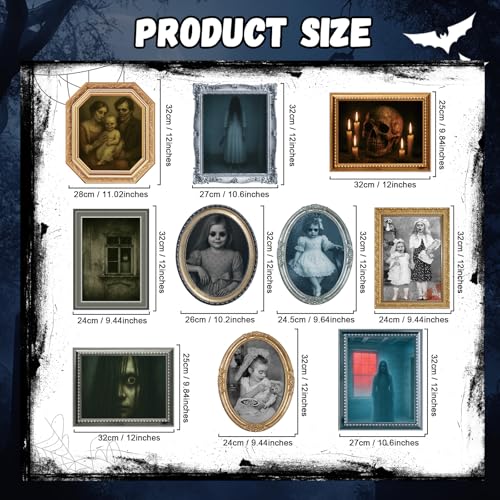 Lansian Halloween Decorations Indoor Scary Wall Decor, 10Piece Poster Creepy Frames Portraits Pictures, Gothic Decor Horror Castle Haunted House Mansion Decor Decoration Party Supplies - Image 3