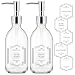Homepicker 8 oz Clear Glass Pump Bottle 250ml Small Lotion Dispenser Bottle for Body Massage Oil Refillable Empty Hand and Dish Soap Dispensers Set with Plastic Silver Pump Labels 2 Pack - Image 2