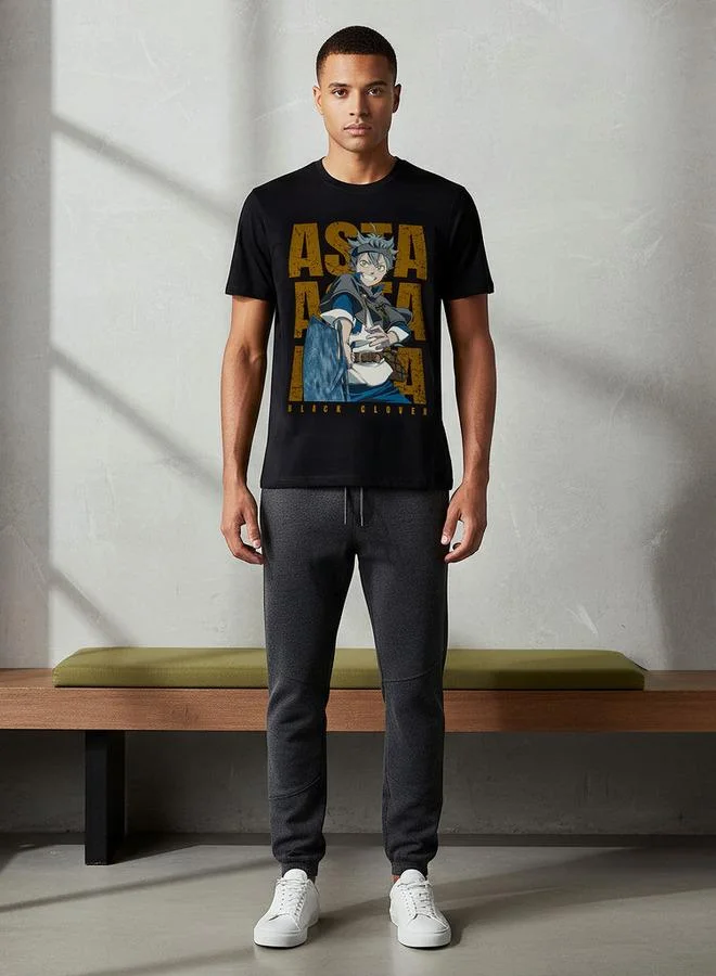 SP Characters Men Regular Fit Crew Neck Short Sleeves Asta Print T-shirt