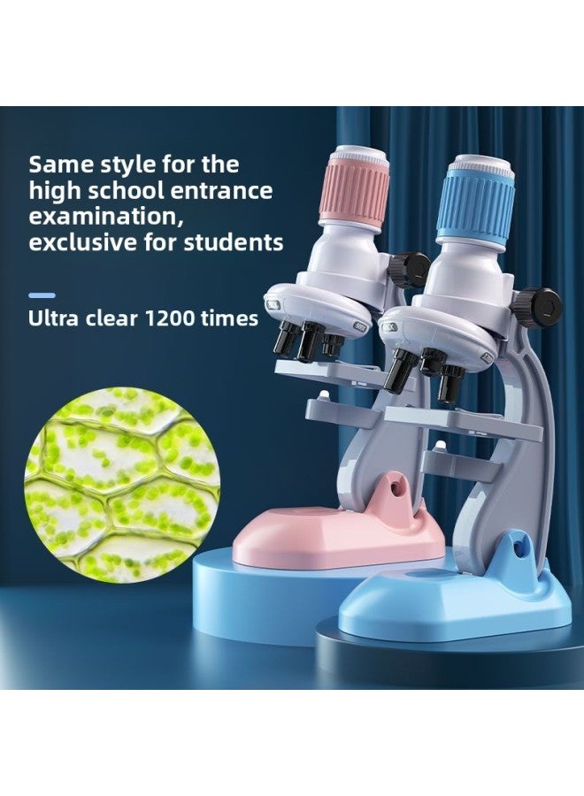 Loquat Children's Microscope 1200X Professional Science Equipment Biological High-Definition Experiment Complete Set Of Educational Toys For Primary And Secondary School Students-Specifications:【sky Blue】 - Image 3