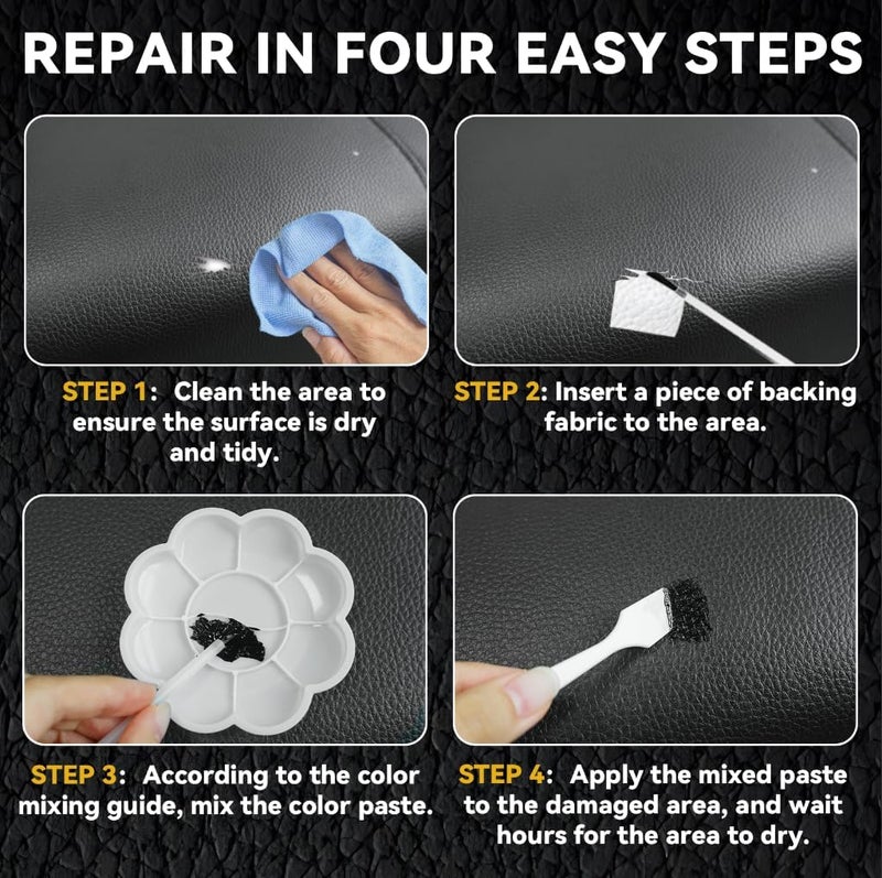Vigorder Black Leather Repair Kit for Furniture, Leather Seat Repair Kit for Cars, Easily Repairs Car Interior, Sofa, Purse and Jacket, Restore Any Material, Genuine, Pleather with Super Easy Instructions Carefully selected solid material - Image 5