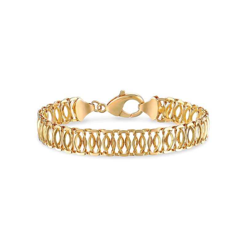 Barzel 18K Gold Plated Mesh Bracelet for Women, 7.5 Inches 9mm wide- Made in Brazil - Image 1