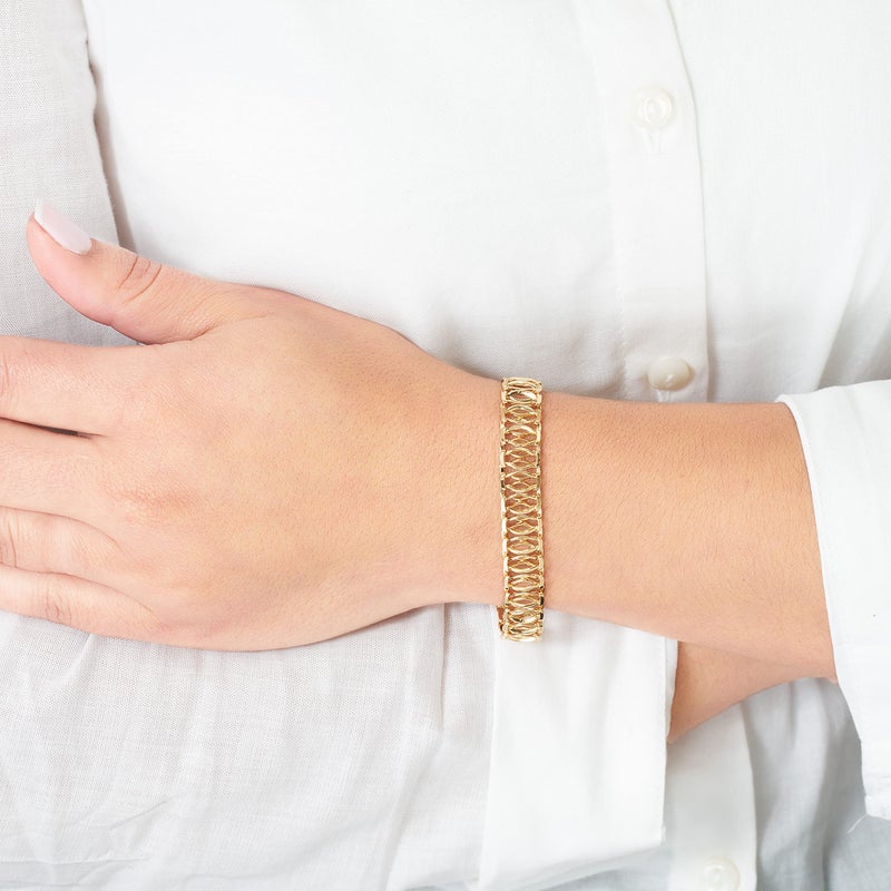 Barzel 18K Gold Plated Mesh Bracelet for Women, 7.5 Inches 9mm wide- Made in Brazil - Image 2
