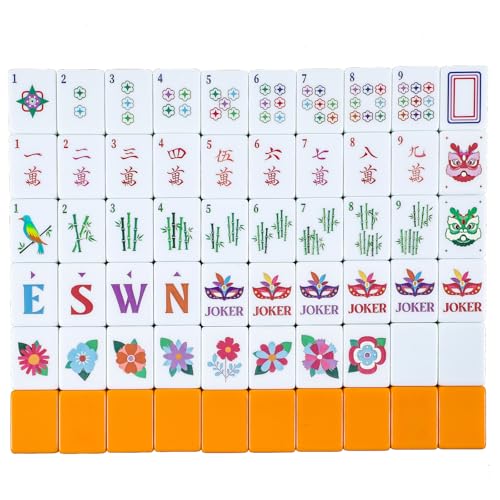Arrowbash 160 Pcs American Mahjong Set 12 Inch 160 Mahjong Tiles Set with Orange Back Melamine Hand Carved Pattern for Adult Mah Jong Tabletop Games Mah Jong Lover Beginners Tiles Only - Image 1