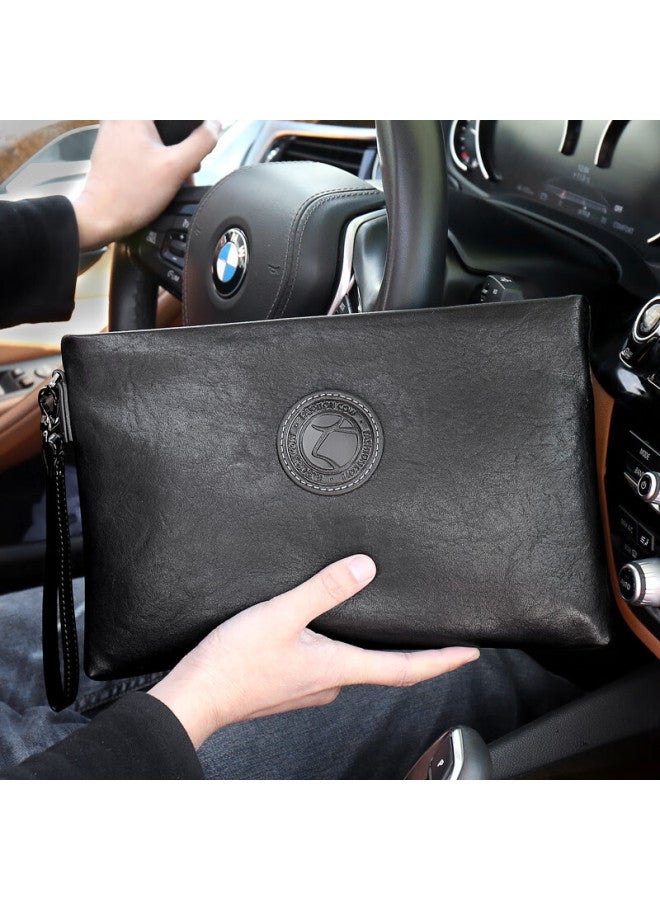 Cow Men's Clutch, Large Capacity Handheld Bag, Multifunctional Wallet Card Holder, Envelope Bag, Zipper Bag, C-9808 - Image 1
