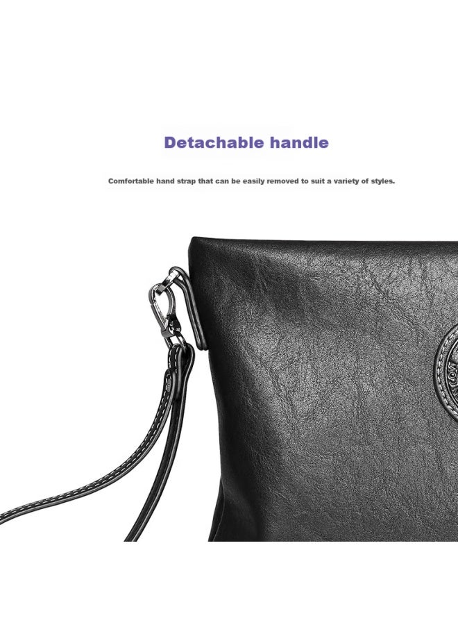 Cow Men's Clutch, Large Capacity Handheld Bag, Multifunctional Wallet Card Holder, Envelope Bag, Zipper Bag, C-9808 - Image 4