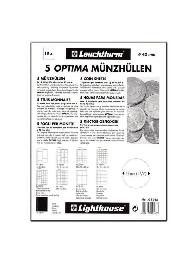 Lighthouse Coin Sheets Optima, for 24 Coins up to 34 mm Ø, Clear
