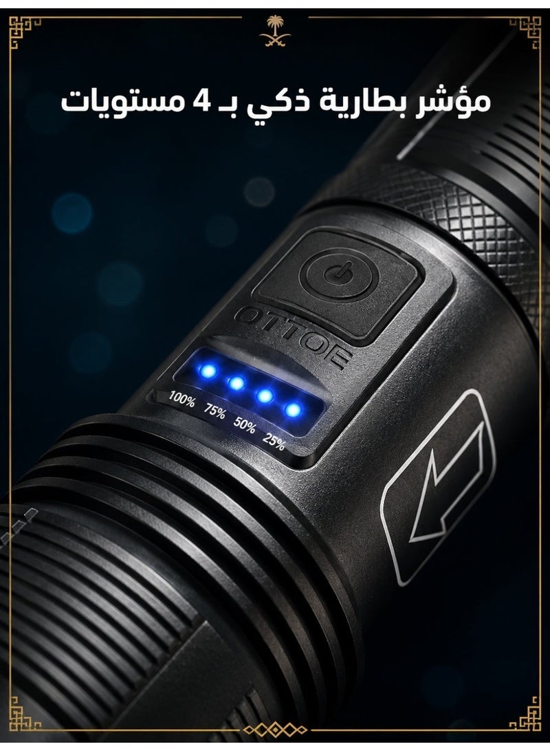 مصباح يدوي LED عالي السطوع قابل لإعادة الشحن، مصباح من سبائك الألومنيوم مقاوم للماء وقابل للتكبير مع أنماط متعددة وحماية من الشحن الزائد، محمول للتنزه والتخييم الخارجي - Image 5