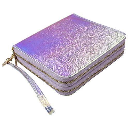 FingerAngel 120 Slots Nail Stamping Plate Holder Case Laser Style Rectangular Manicure Nail Art Plate Organizer with Double Zipper Nail Template Case A