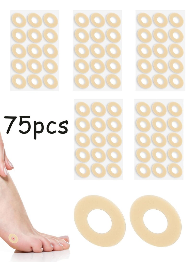 75 Pieces Soft Oval Self-Stick Foam Corn Toe Cushion Pads, Anti Rubbing Foot Callus Blister Protectors, Comfort Pain Relief Foot Padding for Daily Walking, Running, Long Time Standing Foot Care Supplies - Image 1