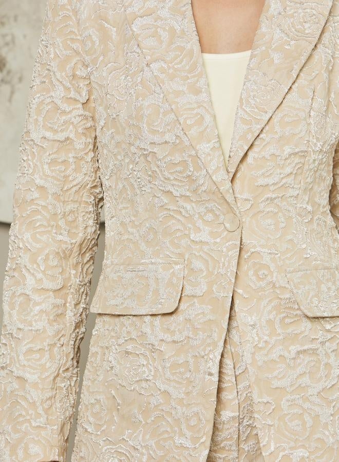 Styli Jacquard Regular Fit Notch Label Neck Blazer  - Image 4
