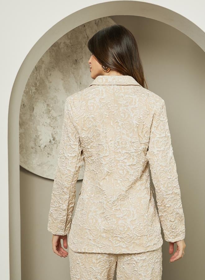 Styli Jacquard Regular Fit Notch Label Neck Blazer  - Image 5