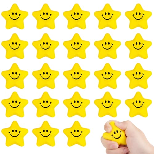 Atiloy 24PCS for Star Stress Balls Cute Mini Face Foam Toys 216Inch Mini Stress Relief Balls for Kids Adults Classroom Anxious Fidget Sensory Party Decorations Supplies - Image 1