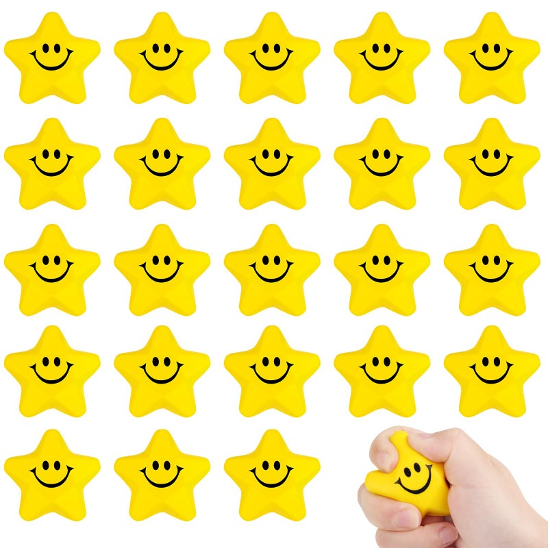 Atiloy 24PCS for Star Stress Balls Cute Mini Face Foam Toys 216Inch Mini Stress Relief Balls for Kids Adults Classroom Anxious Fidget Sensory Party Decorations Supplies - Image 3