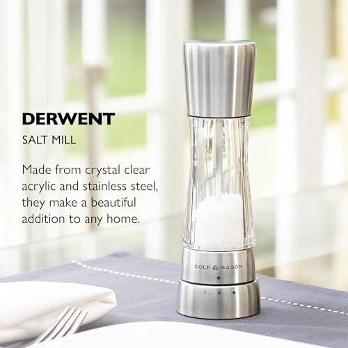COLE & MASON Derwent Salt Grinder - Stainless Steel Mill Includes Gourmet Precision Mechanism and Premium Sea Salt - Image 2