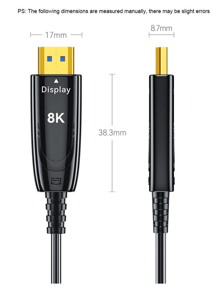 DTECH 25 Meter 8K HDMI 2.1 Fiber Optic Cable – 8K@60Hz, 4K@120Hz, 2K@144Hz, 48Gbps Ultra High Speed, HDR10+, Dolby Vision, eARC, HDCP 2.3 – Compatible with PS5, Xbox Series X, RTX 3080/3090, Projectors & 8K TVs. DT-HF8025 - Image 2