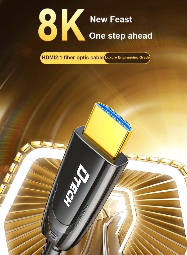 DTECH 25 Meter 8K HDMI 2.1 Fiber Optic Cable – 8K@60Hz, 4K@120Hz, 2K@144Hz, 48Gbps Ultra High Speed, HDR10+, Dolby Vision, eARC, HDCP 2.3 – Compatible with PS5, Xbox Series X, RTX 3080/3090, Projectors & 8K TVs. DT-HF8025 - Image 3