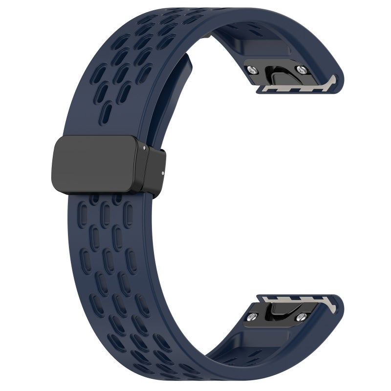 S-TOP For Garmin Instinct 2S Hole Folding Buckle 20mm Silicone Watch Band(Midnight Blue) - Image 2