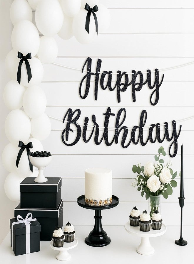 Perfect Occasion لافتة عيد ميلاد سعيد جاهزة للتعليق - لا حاجة للتجميع - لافتة عيد ميلاد سعيد سوداء للرجال والنساء - زينة معلقة مسبقًا على خيوط بطول 6 أقدام - زينة لامعة لحفلات أعياد الميلاد. هل ذكرنا أنها لا تحتاج إلى تجميع؟ - Image 4