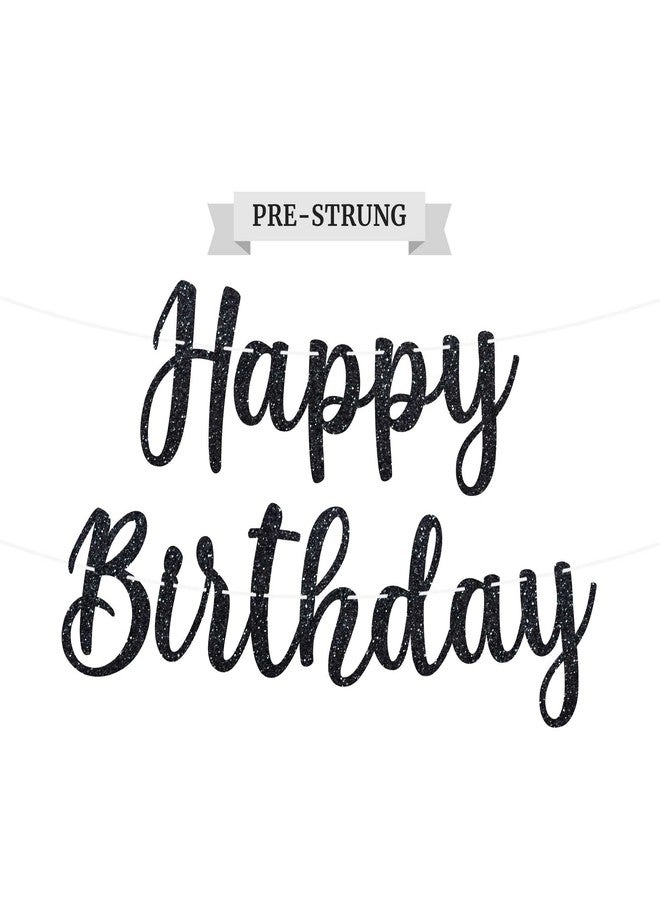 Perfect Occasion لافتة عيد ميلاد سعيد جاهزة للتعليق - لا حاجة للتجميع - لافتة عيد ميلاد سعيد سوداء للرجال والنساء - زينة معلقة مسبقًا على خيوط بطول 6 أقدام - زينة لامعة لحفلات أعياد الميلاد. هل ذكرنا أنها لا تحتاج إلى تجميع؟ - Image 1