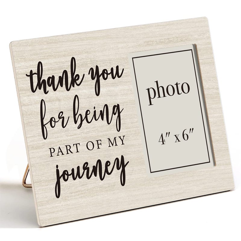 Nurawo Positive Graduation Quote Wood Picture Frame Rustic Thank You for Being Part of My Journey Wooden Photo Frame for Tabletop or Wall Display for 4x6 Photo Graduation Gift