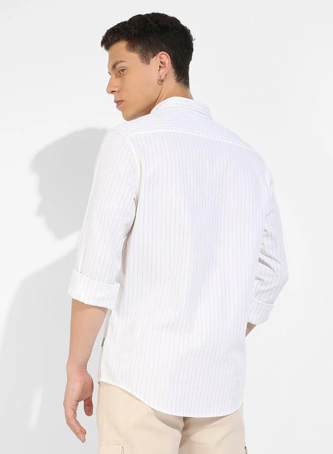 Campus Sutra Campus Sutra Chalk Striped Button Down Shirt
