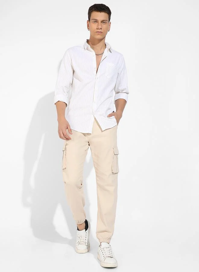 Campus Sutra Campus Sutra Chalk Striped Button Down Shirt