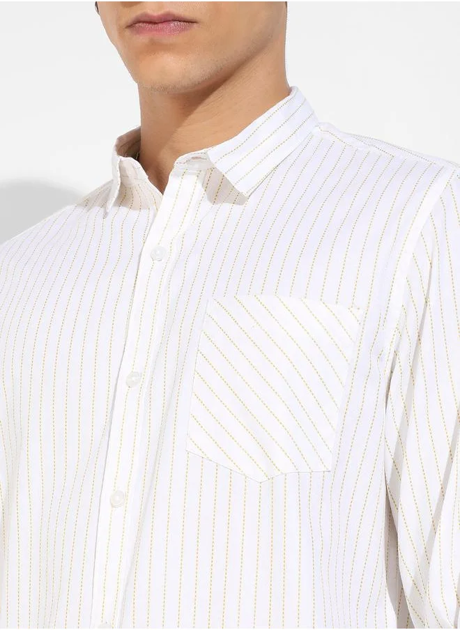 كامبوس سوترا Chalk Striped Button Down Shirt by Styli